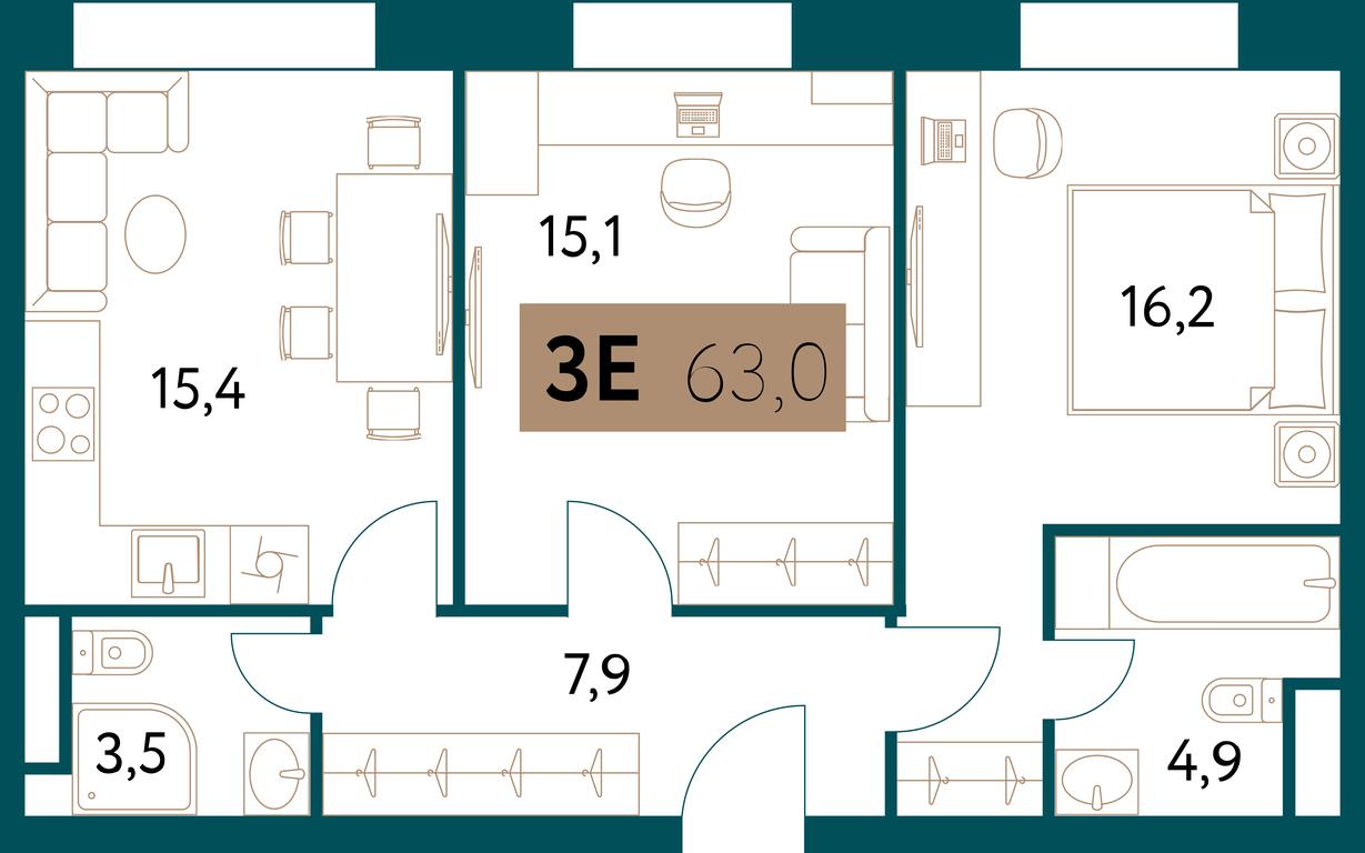Продажа 2-комн. квартиры, 63 м² в ЖК «Настоящее», Винницкая улица, 8к3, Москва, Россия #2 Продажа 2-комн. квартиры, 63 м² в ЖК «Настоящее», Винницкая улица, 8к3, Москва, Россия #2