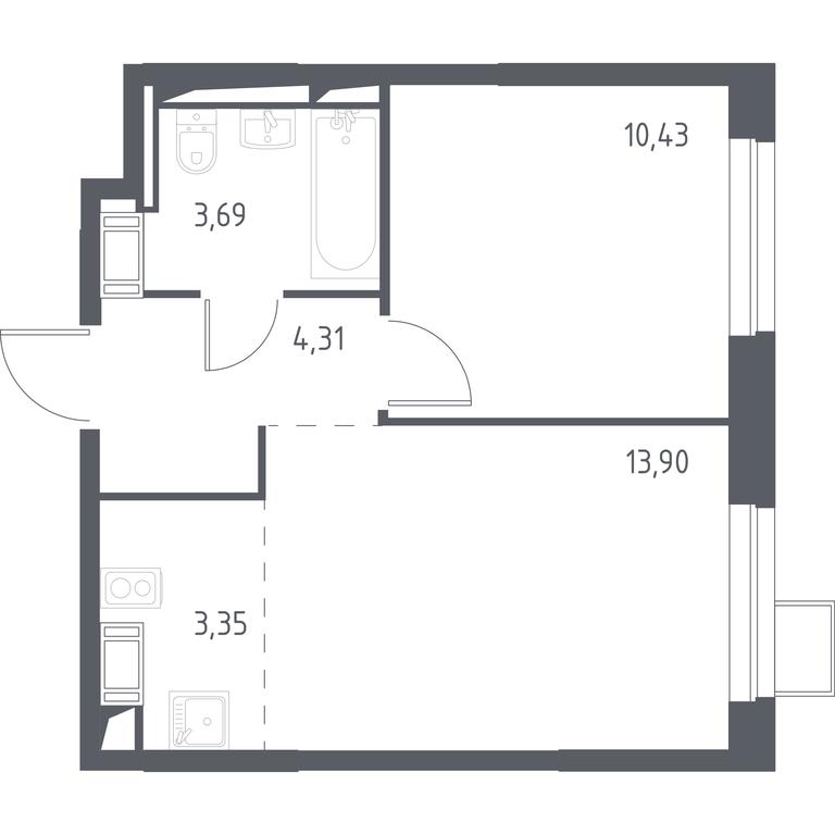 Apartment Sale, 35.3 sq. m. at Prigorod Lesnoe, Molodyozhny bulvar, 6, derevnya Misaylovo, Leninskiy City District, Moscow Region, Russia #1