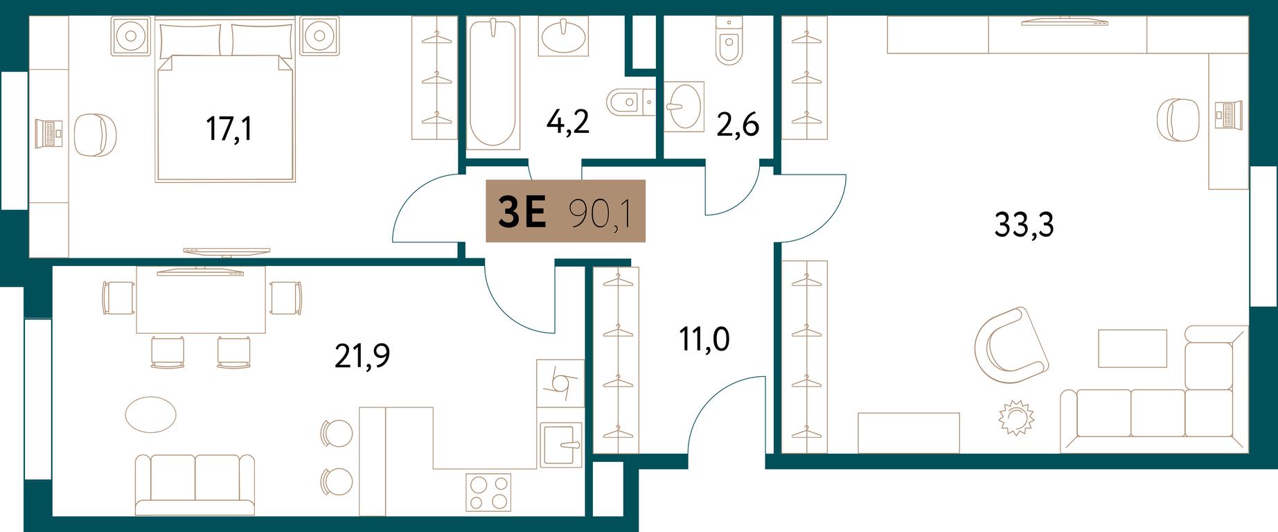 2-BD Apartment Sale, 90.1 sq. m. at Nastoiashchee, Vinnitskaya Street, 8к3, Moscow, Russia #2 2-BD Apartment Sale, 90.1 sq. m. at Nastoiashchee, Vinnitskaya Street, 8к3, Moscow, Russia #2