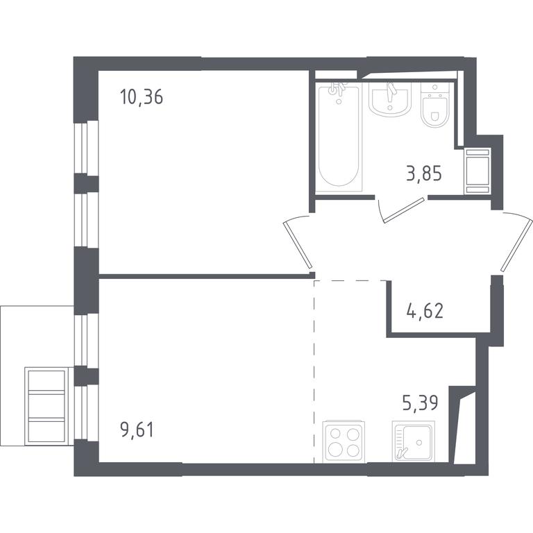 1-BD Apartment Sale, 33.83 sq. m. at Gorki Park, Shkolnaya ulitsa, 2, derevnya Korobovo, Leninskiy City District, Moscow Region, Russia #1