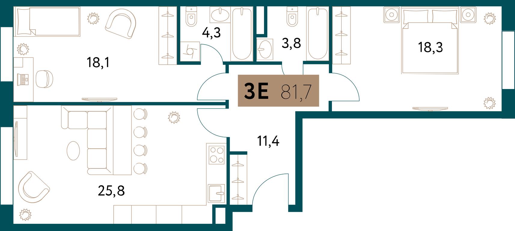 2-BD Apartment Sale, 81.7 sq. m. at Nastoiashchee, Vinnitskaya Street, 8к4, Moscow, Russia #2 2-BD Apartment Sale, 81.7 sq. m. at Nastoiashchee, Vinnitskaya Street, 8к4, Moscow, Russia #2