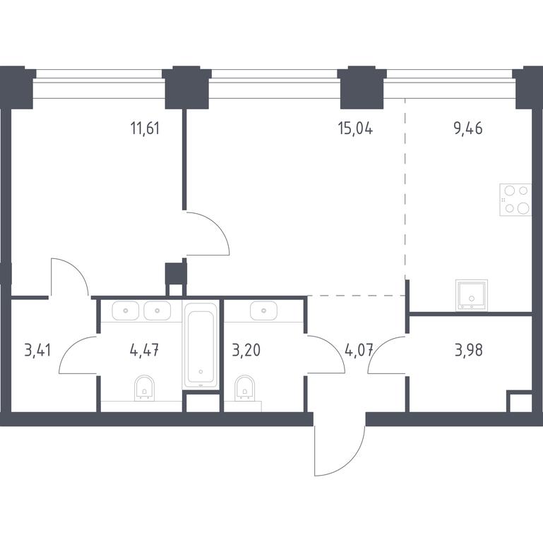 Apartment Sale, 55.24平方米 at Nova, Bratyev Fonchenko Street, вл21, Moscow, Russia #1 Apartment Sale, 55.24平方米 at Nova, Bratyev Fonchenko Street, вл21, Moscow, Russia #1