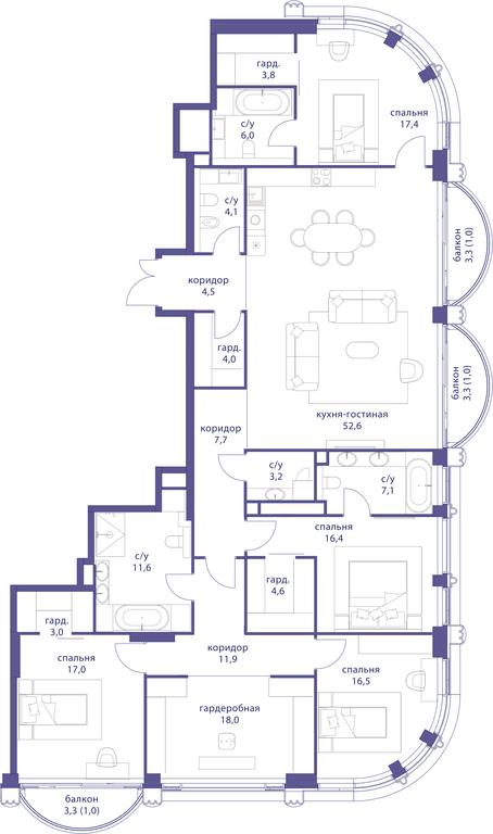 5-BD Apartment Sale, 212.4平方米 at Tatarskaya 35, Bolshaya Tatarskaya Street, Moscow, Russia #1