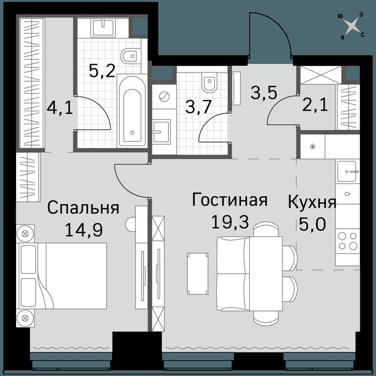 2-BD Apartment Sale, 57.8 sq. m. at Amber City, 3rd Khoroshyovsky Drive, 3А, Moscow, Russia #1 2-BD Apartment Sale, 57.8 sq. m. at Amber City, 3rd Khoroshyovsky Drive, 3А, Moscow, Russia #1