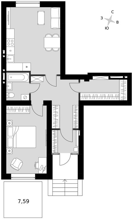 2-BD Apartment Sale, 60.61平方米 at Park Aprel, ulitsa Park Aprel, 1, Aprelevka, Naro-Fominskiy City District, Moscow Region, Russia #1