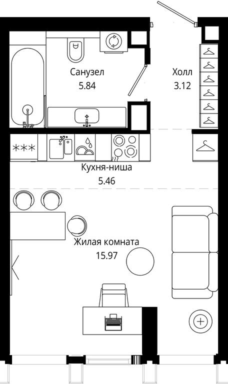 Apartment Sale, 30.4平方米 at Mod, 4th Maryinoy Roschi Street, 12с9, Moscow, Russia #1 Apartment Sale, 30.4平方米 at Mod, 4th Maryinoy Roschi Street, 12с9, Moscow, Russia #1