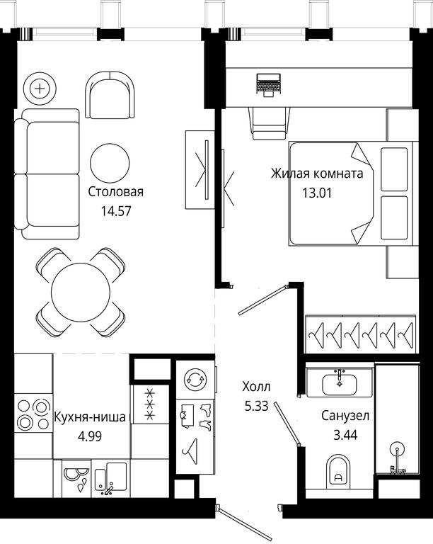 1-BD Apartment Sale, 41.34 sq. m. at Mod, 4th Maryinoy Roschi Street, 12с9, Moscow, Russia #1 1-BD Apartment Sale, 41.34 sq. m. at Mod, 4th Maryinoy Roschi Street, 12с9, Moscow, Russia #1