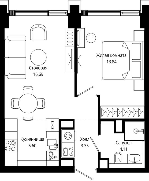 1-BD Apartment Sale, 43.59 sq. m. at Mod, 4th Maryinoy Roschi Street, 12с9, Moscow, Russia #1 1-BD Apartment Sale, 43.59 sq. m. at Mod, 4th Maryinoy Roschi Street, 12с9, Moscow, Russia #1