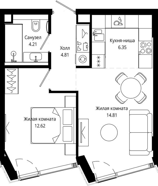 1-BD Apartment Sale, 42.8 sq. m. at Mod, 4th Maryinoy Roschi Street, 12с9, Moscow, Russia #2 1-BD Apartment Sale, 42.8 sq. m. at Mod, 4th Maryinoy Roschi Street, 12с9, Moscow, Russia #2