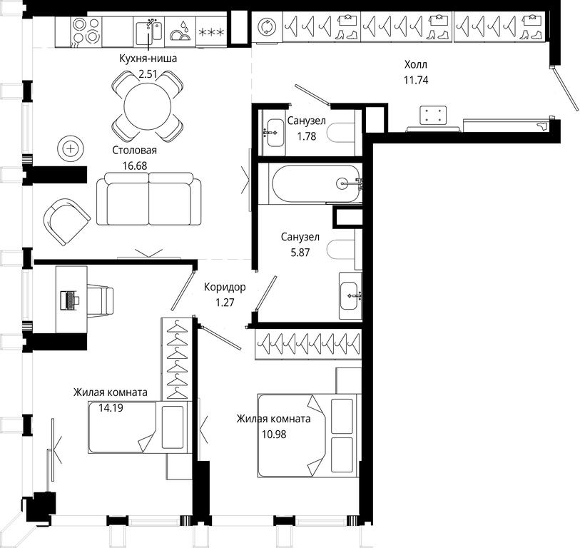 2-BD Apartment Sale, 65.01平方米 at Mod, 4th Maryinoy Roschi Street, 12с9, Moscow, Russia #1 2-BD Apartment Sale, 65.01平方米 at Mod, 4th Maryinoy Roschi Street, 12с9, Moscow, Russia #1