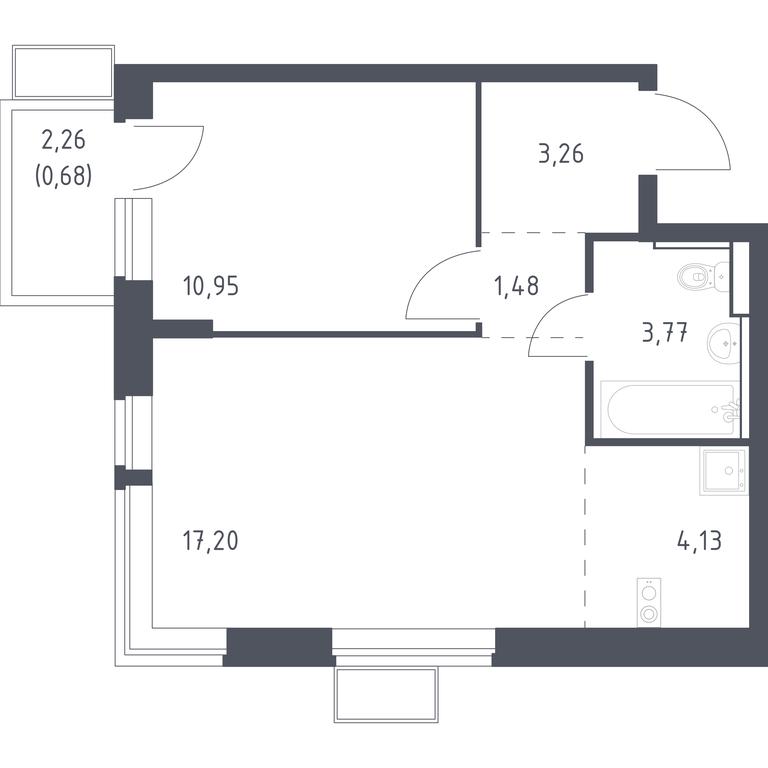 Apartment Sale, 41.47 sq. m. at Egorovo Park, 1-y kvartal, posyolok Zhilino-1, Lubertsy City District, Moscow Region, Russia #1