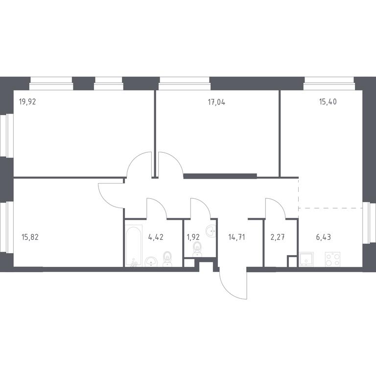 2-BD Apartment Sale, 97.93平方米 at Eko Bunino, prospekt Kuprina, 34к1, Sosenskoye Settlement, Moscow, Russia #1