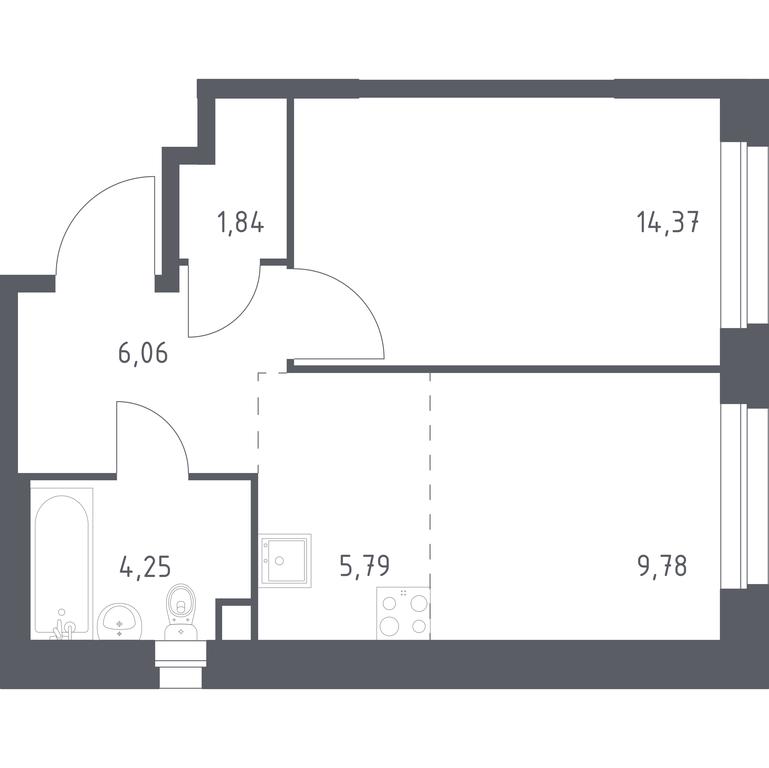 Apartment Sale, 42.09 sq. m. at Eko Bunino, prospekt Kuprina, 34к1, Sosenskoye Settlement, Moscow, Russia #1