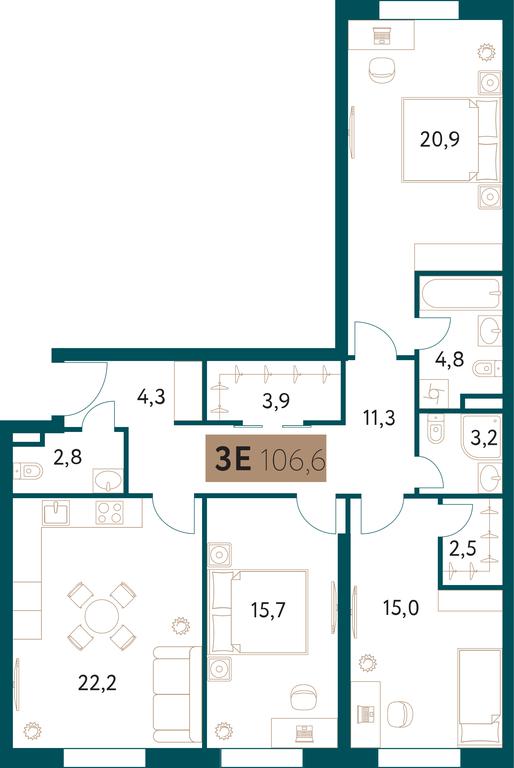 3-BD Apartment Sale, 106.8 sq. m. at Nastoiashchee, Vinnitskaya Street, 8к4, Moscow, Russia #1 3-BD Apartment Sale, 106.8 sq. m. at Nastoiashchee, Vinnitskaya Street, 8к4, Moscow, Russia #1