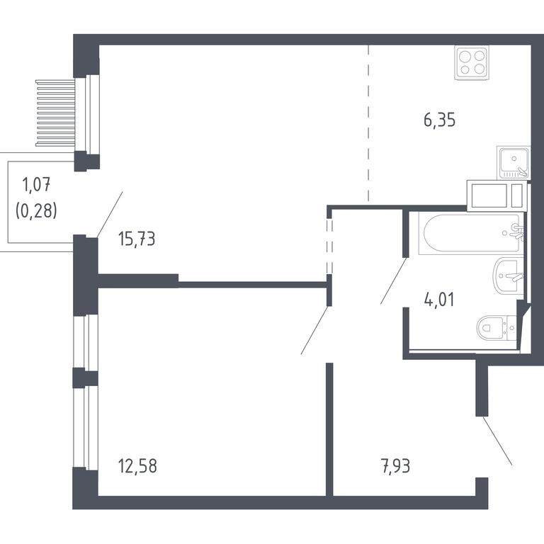 1-BD Apartment Sale, 46.88 sq. m. at Molzhaninovo, Leningradskoye Highway, 229, Moscow, Russia #1