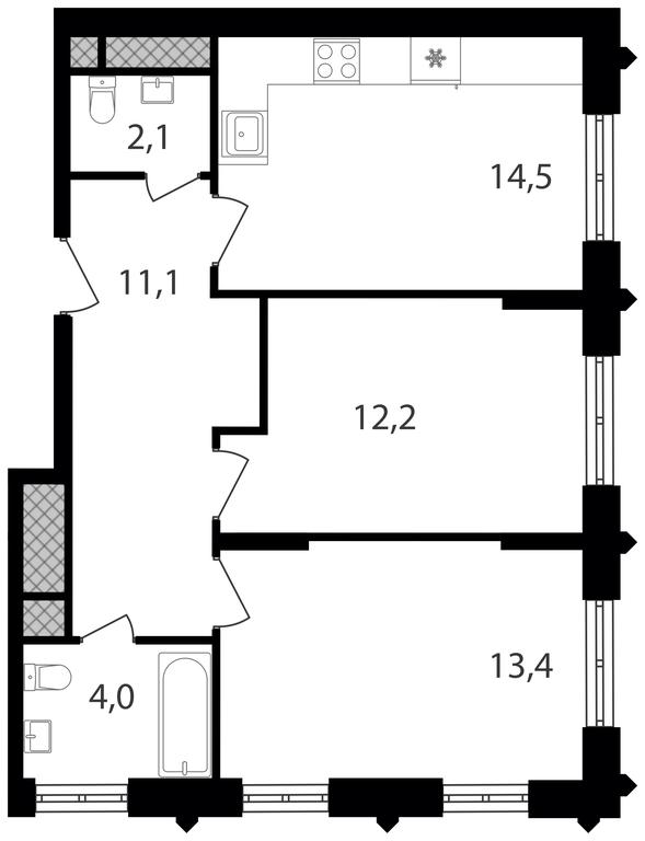 2-BD Apartment Sale, 57.3平方米 at Varshavskie Vorota, Varshavskoye Highway, 141, Moscow, Russia #1 2-BD Apartment Sale, 57.3平方米 at Varshavskie Vorota, Varshavskoye Highway, 141, Moscow, Russia #1