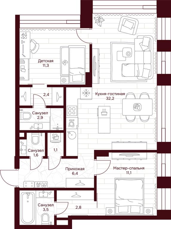 2-BD Apartment Sale, 74.8 sq. m. at Dom 7 Danilovskiy, Serpukhovsky Val Street, Moscow, Russia #1 2-BD Apartment Sale, 74.8 sq. m. at Dom 7 Danilovskiy, Serpukhovsky Val Street, Moscow, Russia #1