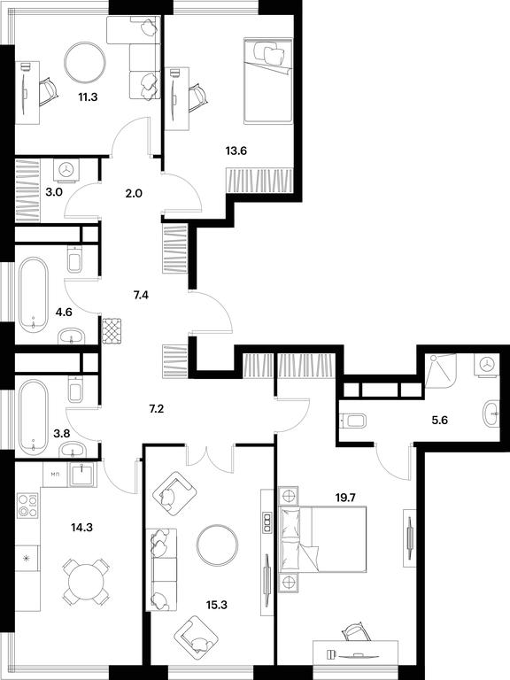 3-BD Apartment Sale, 107.8平方米 at Alia, Lyotnaya Street, 95Бк2, Moscow, Russia #1 3-BD Apartment Sale, 107.8平方米 at Alia, Lyotnaya Street, 95Бк2, Moscow, Russia #1