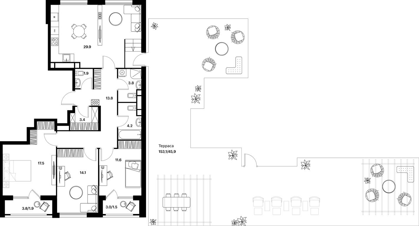 2-BD Apartment Sale, 149.5 sq. m. at Alia, Lyotnaya Street, 95Бк2, Moscow, Russia #1