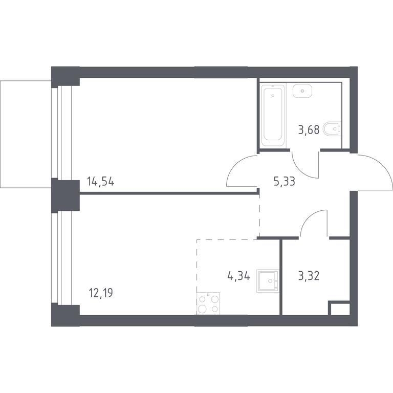 Apartment Sale, 43.4平方米 at Nova, Bratyev Fonchenko Street, вл21, Moscow, Russia #1 Apartment Sale, 43.4平方米 at Nova, Bratyev Fonchenko Street, вл21, Moscow, Russia #1