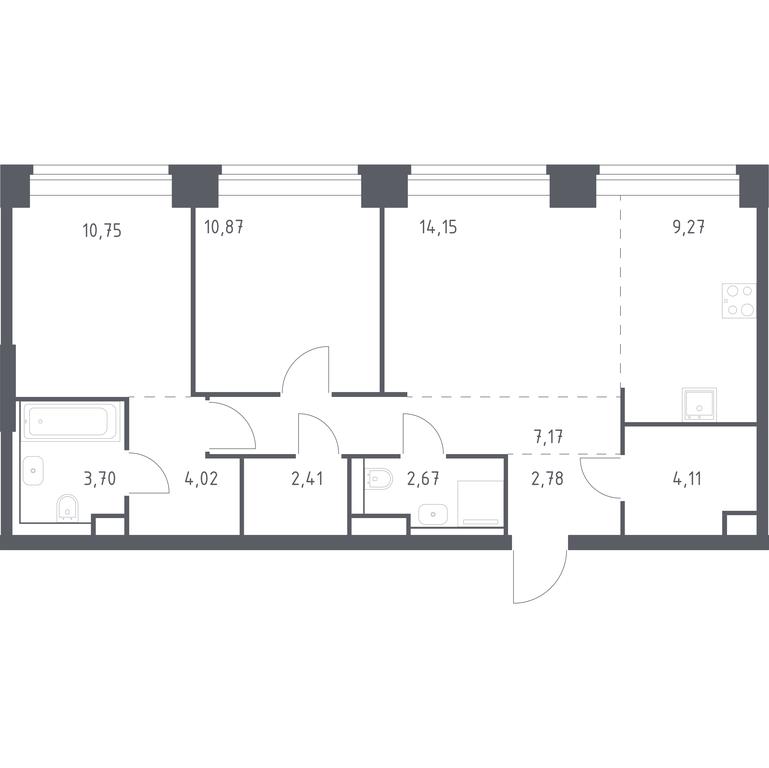 1-BD Apartment Sale, 71.9 sq. m. at Nova, Bratyev Fonchenko Street, вл21, Moscow, Russia #1 1-BD Apartment Sale, 71.9 sq. m. at Nova, Bratyev Fonchenko Street, вл21, Moscow, Russia #1