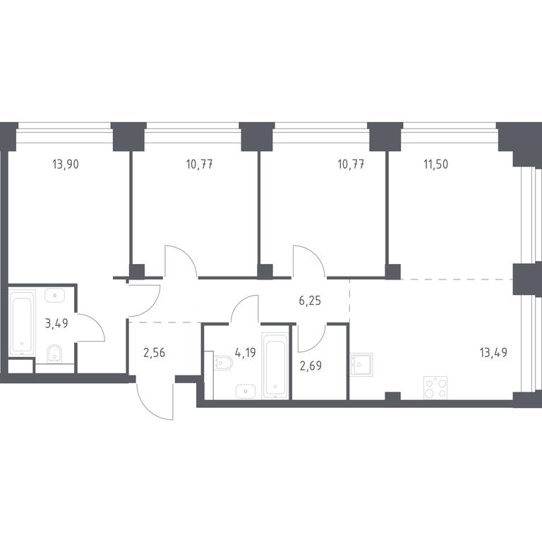 2-BD Apartment Sale, 79.61 sq. m. at Nova, Bratyev Fonchenko Street, вл21, Moscow, Russia #1 2-BD Apartment Sale, 79.61 sq. m. at Nova, Bratyev Fonchenko Street, вл21, Moscow, Russia #1