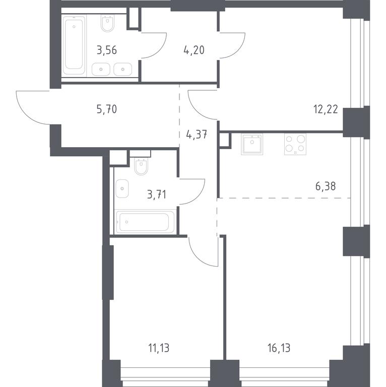 1-BD Apartment Sale, 67.4平方米 at Nova, Bratyev Fonchenko Street, вл21, Moscow, Russia #1 1-BD Apartment Sale, 67.4平方米 at Nova, Bratyev Fonchenko Street, вл21, Moscow, Russia #1