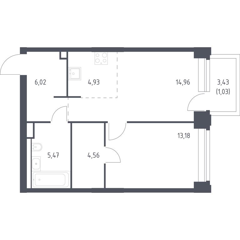 Apartment Sale, 50.15 sq. m. at Nova, Bratyev Fonchenko Street, вл21, Moscow, Russia #1