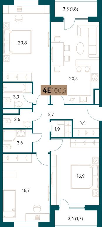 3-BD Apartment Sale, 100.5 sq. m. at Nastoiashchee, Vinnitskaya Street, 8к1, Moscow, Russia #2 3-BD Apartment Sale, 100.5 sq. m. at Nastoiashchee, Vinnitskaya Street, 8к1, Moscow, Russia #2