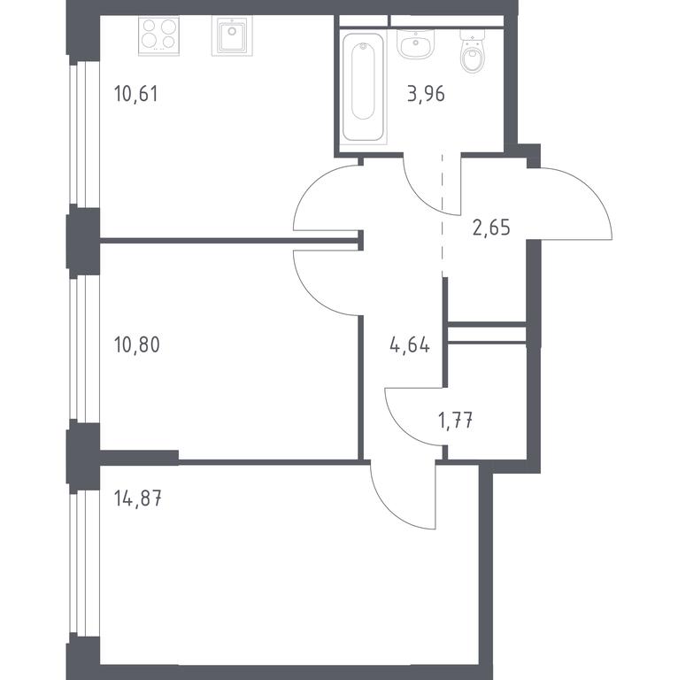 1-BD Apartment Sale, 49.3平方米 at Kosmicheskiy kvartal, M.K. Tikhonravova Street, Yubileyniy Microdistrict, Korolyov, Moscow Region, Russia #1
