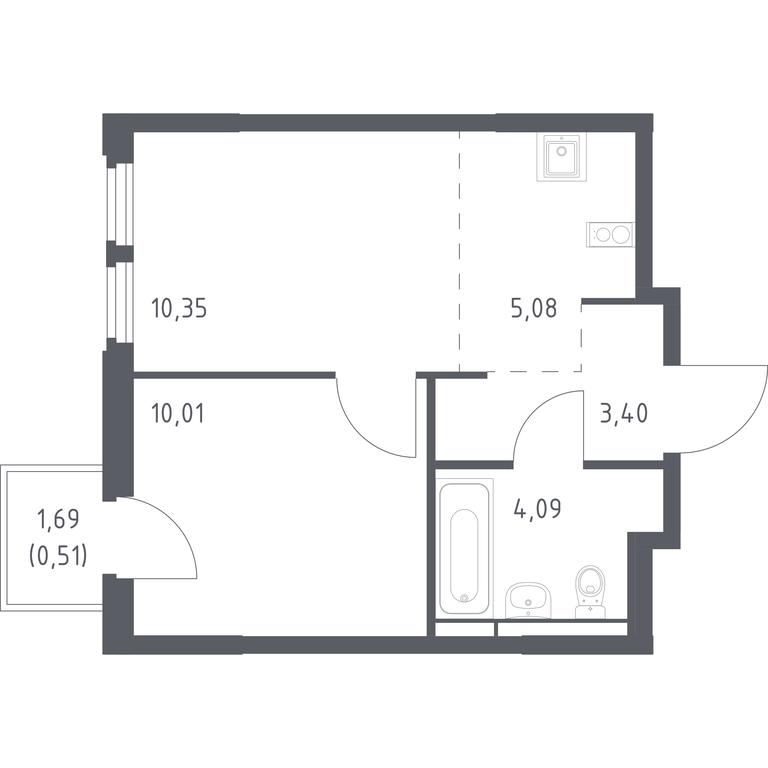 Apartment Sale, 33.44平方米 at Kosmicheskiy kvartal, M.K. Tikhonravova Street, Yubileyniy Microdistrict, Korolyov, Moscow Region, Russia #1 Apartment Sale, 33.44平方米 at Kosmicheskiy kvartal, M.K. Tikhonravova Street, Yubileyniy Microdistrict, Korolyov, Moscow Region, Russia #1