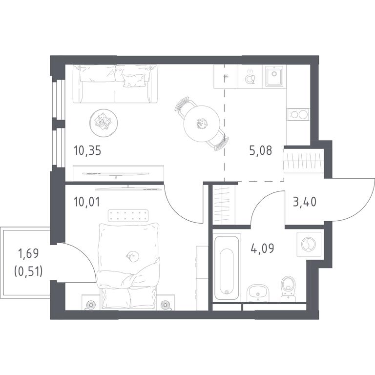 Apartment Sale, 33.44平方米 at Kosmicheskiy kvartal, M.K. Tikhonravova Street, Yubileyniy Microdistrict, Korolyov, Moscow Region, Russia #2 Apartment Sale, 33.44平方米 at Kosmicheskiy kvartal, M.K. Tikhonravova Street, Yubileyniy Microdistrict, Korolyov, Moscow Region, Russia #2
