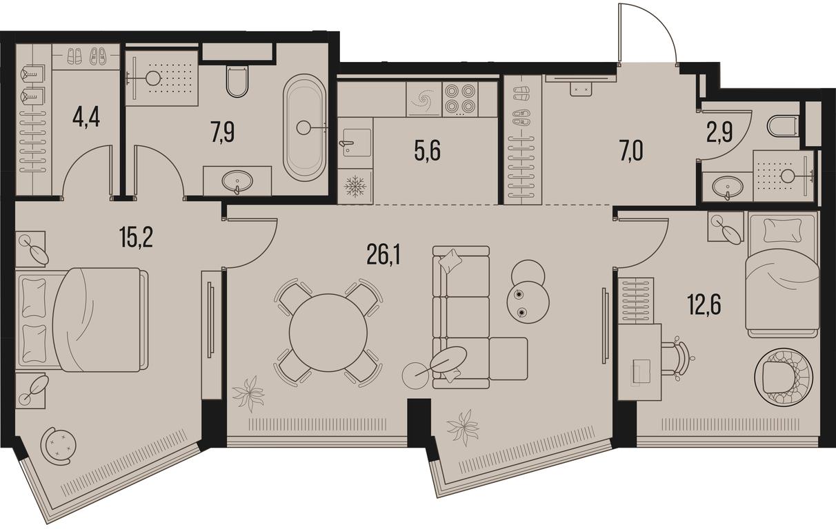 2-BD Apartment Sale, 81.7平方米 at High Life, Letnikovskaya Street, 11/10с1, Moscow, Russia #1 2-BD Apartment Sale, 81.7平方米 at High Life, Letnikovskaya Street, 11/10с1, Moscow, Russia #1