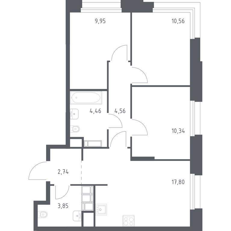 2-BD Apartment Sale, 64.26平方米 at Troparevo Park, Kiyevskoye shosse, 21-y kilometr, 3с4, Mosrentgen Settlement, Moscow, Russia #1 2-BD Apartment Sale, 64.26平方米 at Troparevo Park, Kiyevskoye shosse, 21-y kilometr, 3с4, Mosrentgen Settlement, Moscow, Russia #1