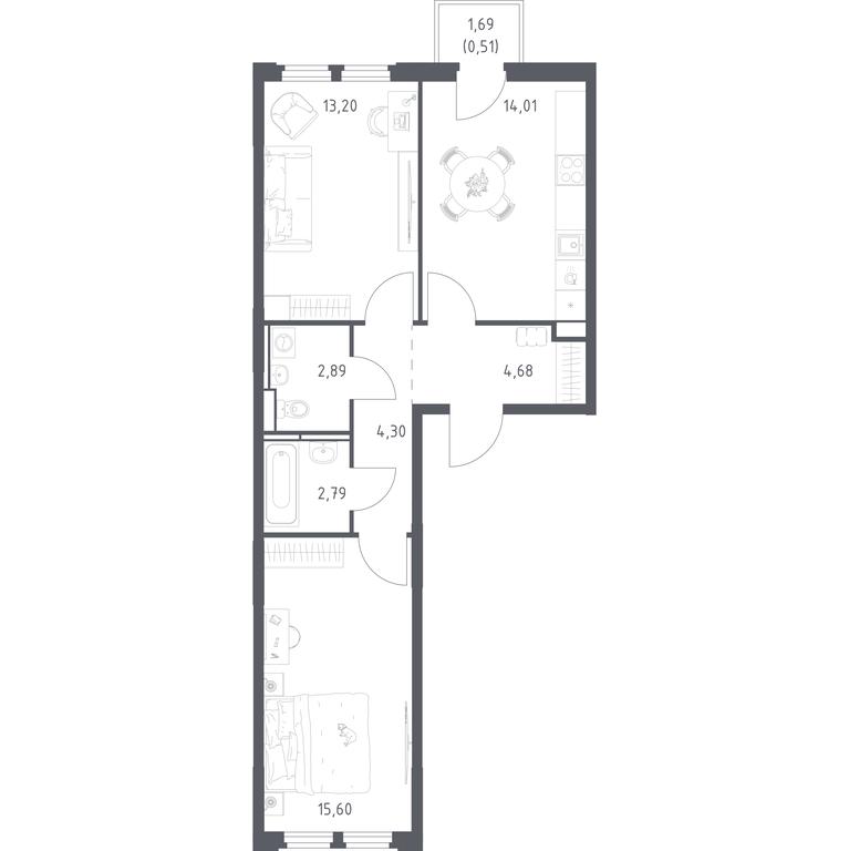 1-BD Apartment Sale, 57.98平方米 at Kosmicheskiy kvartal, M.K. Tikhonravova Street, Yubileyniy Microdistrict, Korolyov, Moscow Region, Russia #2 1-BD Apartment Sale, 57.98平方米 at Kosmicheskiy kvartal, M.K. Tikhonravova Street, Yubileyniy Microdistrict, Korolyov, Moscow Region, Russia #2