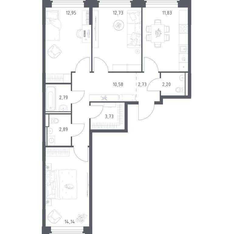 2-BD Apartment Sale, 76.57 sq. m. at Kosmicheskiy kvartal, M.K. Tikhonravova Street, Yubileyniy Microdistrict, Korolyov, Moscow Region, Russia #2 2-BD Apartment Sale, 76.57 sq. m. at Kosmicheskiy kvartal, M.K. Tikhonravova Street, Yubileyniy Microdistrict, Korolyov, Moscow Region, Russia #2