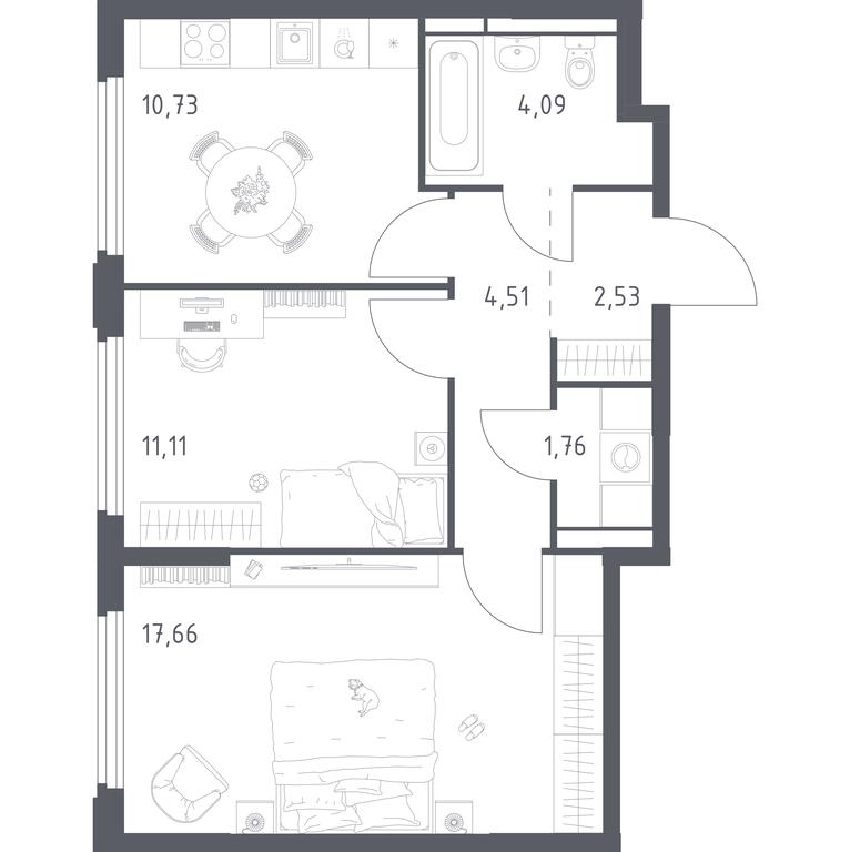 1-BD Apartment Sale, 52.39平方米 at Kosmicheskiy kvartal, M.K. Tikhonravova Street, Yubileyniy Microdistrict, Korolyov, Moscow Region, Russia #2 1-BD Apartment Sale, 52.39平方米 at Kosmicheskiy kvartal, M.K. Tikhonravova Street, Yubileyniy Microdistrict, Korolyov, Moscow Region, Russia #2