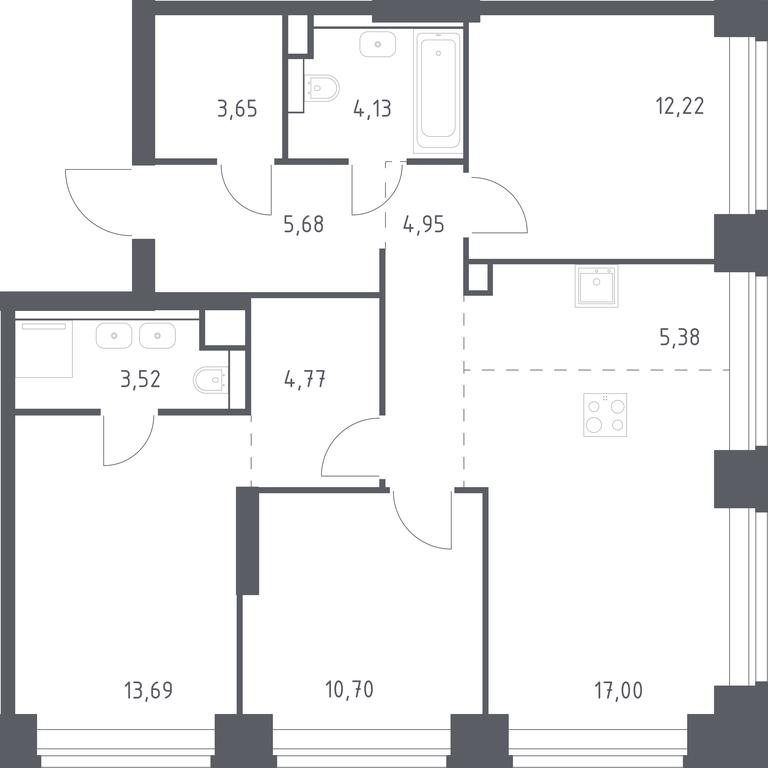 2-BD Apartment Sale, 85.69 sq. m. at Nova, Bratyev Fonchenko Street, вл21, Moscow, Russia #1 2-BD Apartment Sale, 85.69 sq. m. at Nova, Bratyev Fonchenko Street, вл21, Moscow, Russia #1