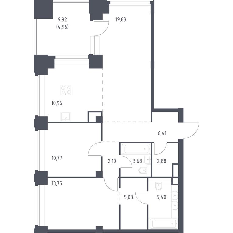 1-BD Apartment Sale, 85.77平方米 at Nova, Bratyev Fonchenko Street, вл21, Moscow, Russia #1 1-BD Apartment Sale, 85.77平方米 at Nova, Bratyev Fonchenko Street, вл21, Moscow, Russia #1