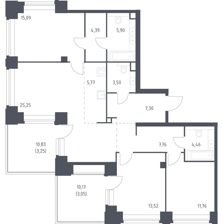 2-BD Apartment Sale, 111 sq. m. at Nova, Bratyev Fonchenko Street, вл21, Moscow, Russia #1 2-BD Apartment Sale, 111 sq. m. at Nova, Bratyev Fonchenko Street, вл21, Moscow, Russia #1