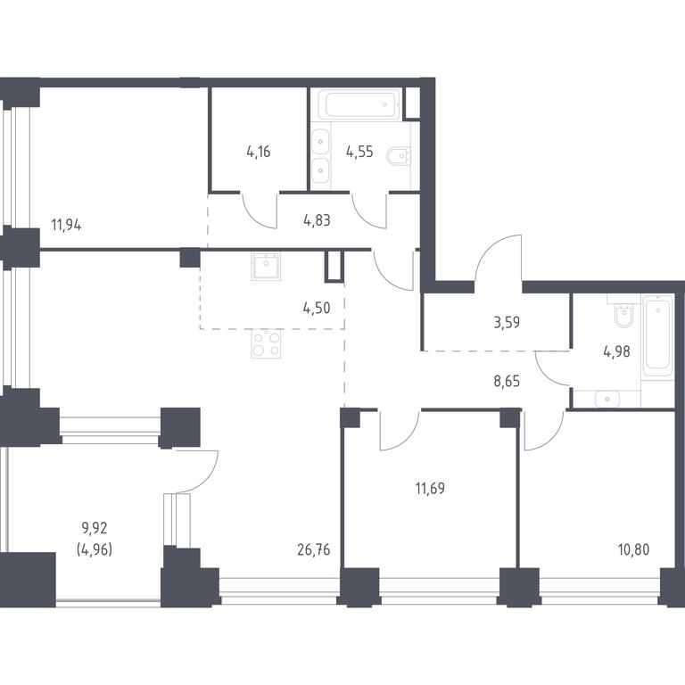 2-BD Apartment Sale, 101.41 sq. m. at Nova, Bratyev Fonchenko Street, вл21, Moscow, Russia #1 2-BD Apartment Sale, 101.41 sq. m. at Nova, Bratyev Fonchenko Street, вл21, Moscow, Russia #1