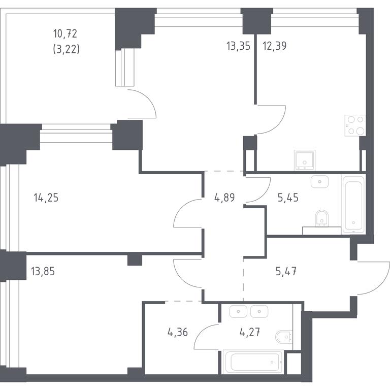 2-BD Apartment Sale, 81.5平方米 at Nova, Bratyev Fonchenko Street, вл21, Moscow, Russia #1 2-BD Apartment Sale, 81.5平方米 at Nova, Bratyev Fonchenko Street, вл21, Moscow, Russia #1