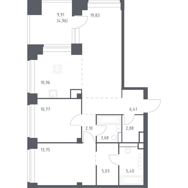 1-BD Apartment Sale, 85.77平方米 at Nova, Bratyev Fonchenko Street, вл21, Moscow, Russia #1 1-BD Apartment Sale, 85.77平方米 at Nova, Bratyev Fonchenko Street, вл21, Moscow, Russia #1