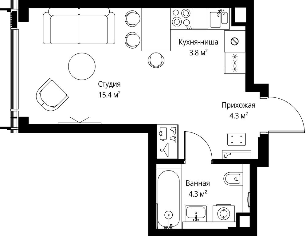 Apartment Sale, 27.8 sq. m. at Symphony 34, 2nd Khutorskaya Street, 38А, Moscow, Russia #2