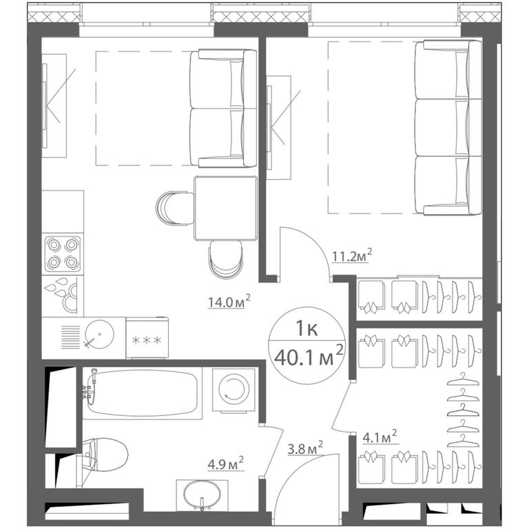 Apartment Sale, 40.1平方米 at Eko Vidnoe 2.0, kvartal Tsentralny, 1, Kupelinka Subdistrict, derevnya Sapronovo, Leninskiy City District, Moscow Region, Russia #1 Apartment Sale, 40.1平方米 at Eko Vidnoe 2.0, kvartal Tsentralny, 1, Kupelinka Subdistrict, derevnya Sapronovo, Leninskiy City District, Moscow Region, Russia #1