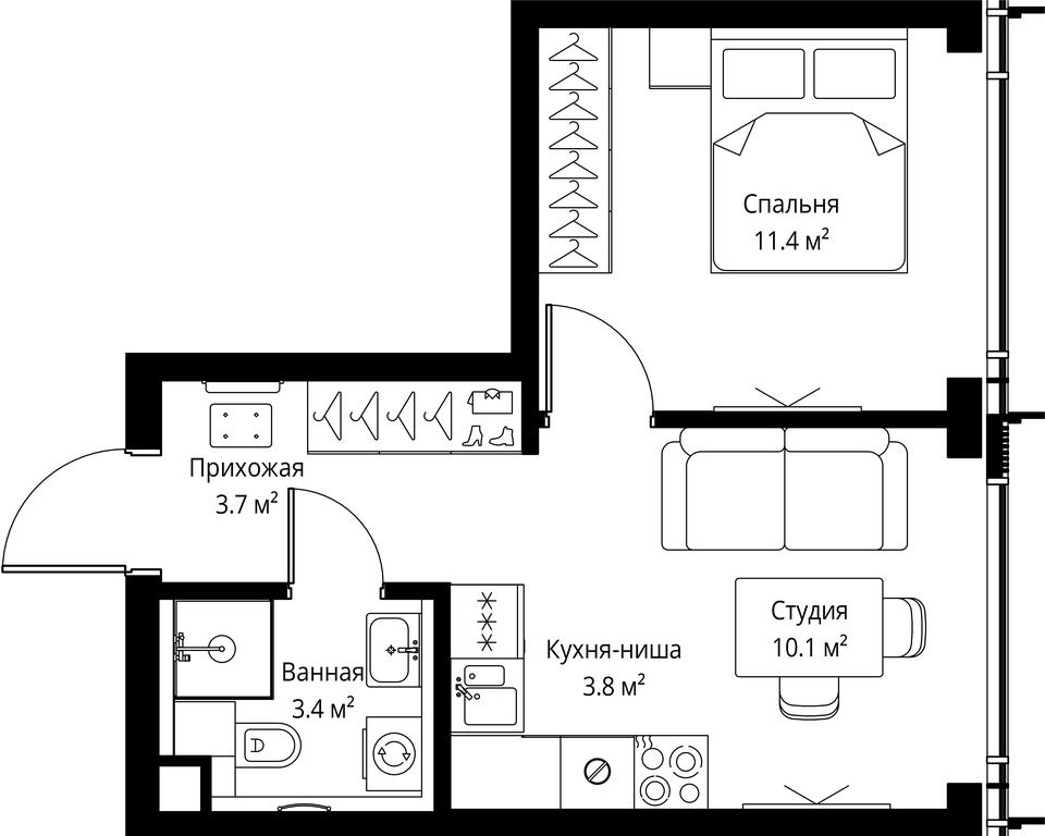 1-BD Apartment Sale, 32.4平方米 at Symphony 34, 2nd Khutorskaya Street, 38А, Moscow, Russia #2 1-BD Apartment Sale, 32.4平方米 at Symphony 34, 2nd Khutorskaya Street, 38А, Moscow, Russia #2