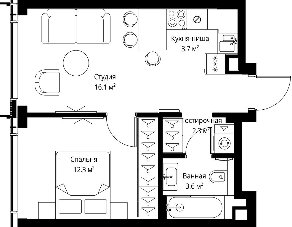 1-BD Apartment Sale, 38平方米 at Symphony 34, 2nd Khutorskaya Street, 38А, Moscow, Russia #2 1-BD Apartment Sale, 38平方米 at Symphony 34, 2nd Khutorskaya Street, 38А, Moscow, Russia #2