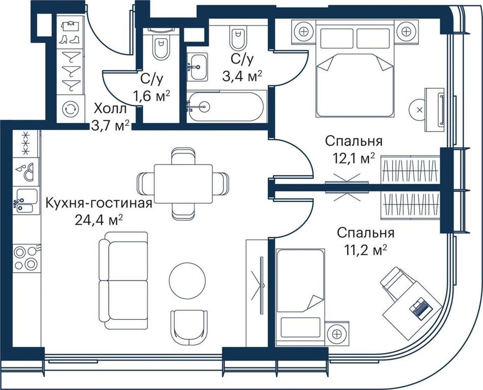 2-BD Apartment Sale, 55.18 sq. m. at City Bay, Volokolamskoye Highway, 95с3, Moscow, Russia #1 2-BD Apartment Sale, 55.18 sq. m. at City Bay, Volokolamskoye Highway, 95с3, Moscow, Russia #1