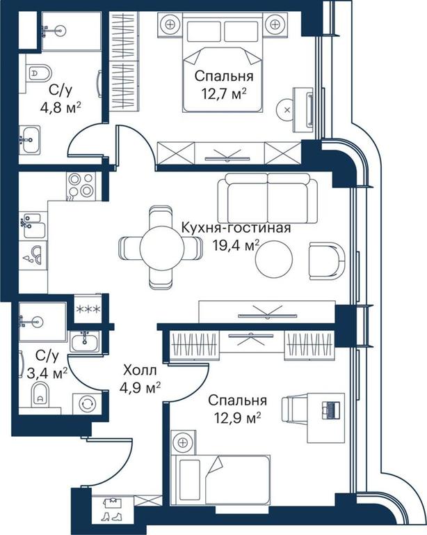 2-BD Apartment Sale, 57.28 sq. m. at City Bay, Volokolamskoye Highway, 95с3, Moscow, Russia #1 2-BD Apartment Sale, 57.28 sq. m. at City Bay, Volokolamskoye Highway, 95с3, Moscow, Russia #1