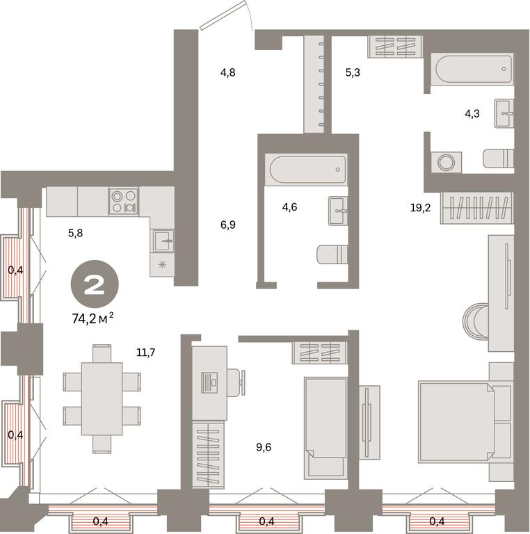 2-BD Apartment Sale, 74.2平方米 at Kvartal Metronom, Tagilskaya Street, Moscow, Russia #1 2-BD Apartment Sale, 74.2平方米 at Kvartal Metronom, Tagilskaya Street, Moscow, Russia #1